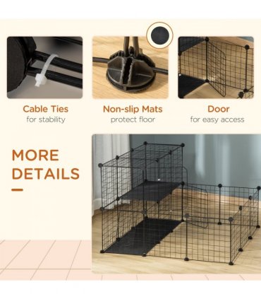 Pet Playpen DIY Small Animal Cage for Rabbit Ferret Chinchilla Guinea Pig Black