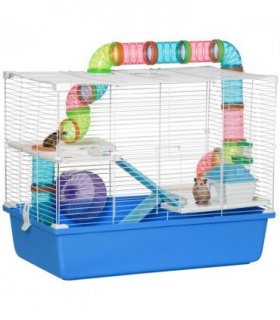 Hamster Cage Blue 59L x 36W x 47H cm Rodents House w/ Tubes Exercise