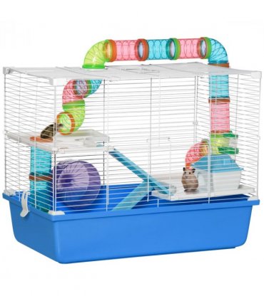 Hamster Cage Blue 59L x 36W x 47H cm Rodents House w/ Tubes Exercise