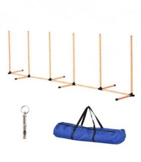 Dog Agility Weave Poles Training Obstacle Course Set Slalom Equipment w/ Whistle