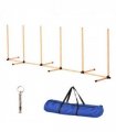 Dog Agility Weave Poles Training Obstacle Course Set Slalom Equipment w/ Whistle