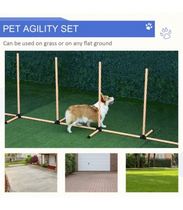Dog Agility Weave Poles Training Obstacle Course Set Slalom Equipment w/ Whistle