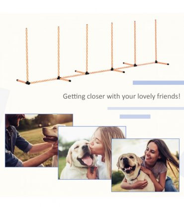 Dog Agility Weave Poles Training Obstacle Course Set Slalom Equipment w/ Whistle