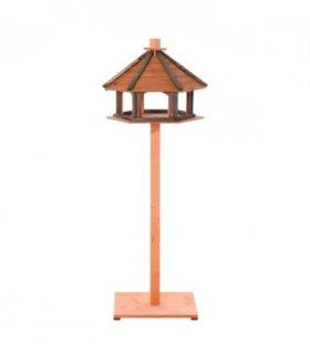 Wooden Bird Feeder Brown 130cm Fir Wood Bird Table with Roof - Rest & Eat