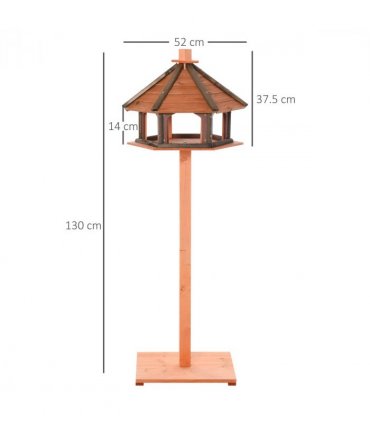 Wooden Bird Feeder Brown 130cm Fir Wood Bird Table with Roof - Rest & Eat