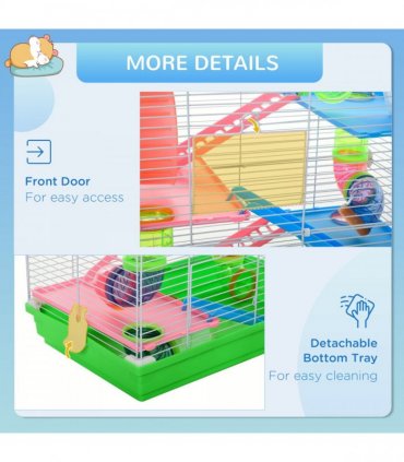 5 Tier Hamster Cage Carrier Habitat Small Animal House w/ Exercise Wheels Tunnel