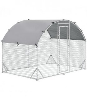 Chicken Run One Room Galvanised Chicken Coop Hen House w/ Cover 2.8 x 1.9 x 2m