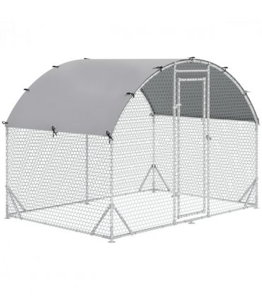 Chicken Run One Room Galvanised Chicken Coop Hen House w/ Cover 2.8 x 1.9 x 2m