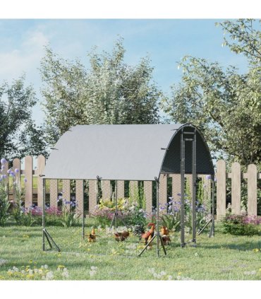 Chicken Run One Room Galvanised Chicken Coop Hen House w/ Cover 2.8 x 1.9 x 2m