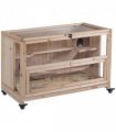 3-Tier Wooden Hamster Cage, Roden Small Animals Hutch, Ladders, Natural Wood