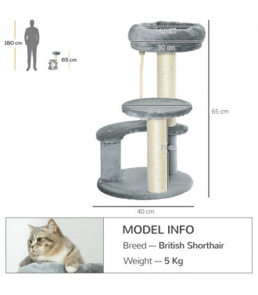 Cat Tree Scratcher Kitty Activity Play Center Post 2 Perch w/ Hanging Sisal Rope
