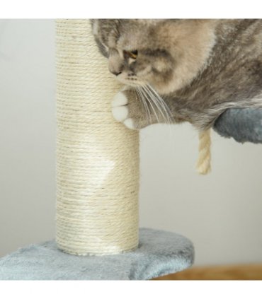 Cat Tree Scratcher Kitty Activity Play Center Post 2 Perch w/ Hanging Sisal Rope