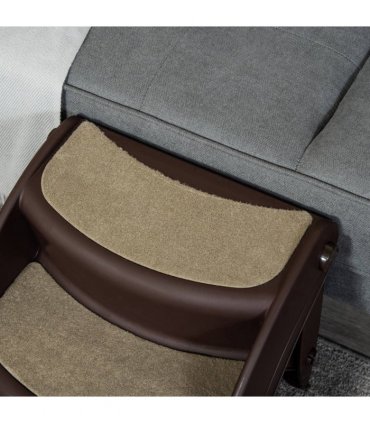 Portable Dog Steps Non-slip Pet Stairs 3-Step Design for High Beds Sofas, Brown