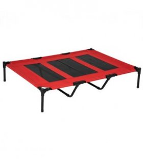 Cooling Elevated Dog Bed Portable Raised Pet Cot for Indoor & Outdoor, Red