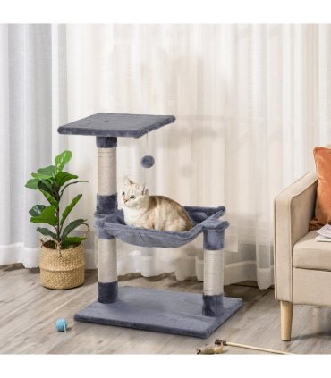 Cat Tree Scratching Posts  Natural Sisal Hammock Bed Kitty Activity Center 70Hcm
