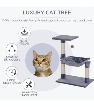 Cat Tree Scratching Posts  Natural Sisal Hammock Bed Kitty Activity Center 70Hcm