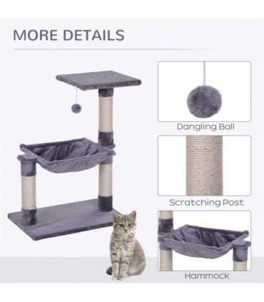 Cat Tree Scratching Posts  Natural Sisal Hammock Bed Kitty Activity Center 70Hcm