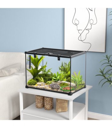 Wire Mesh Black Reptile Terrarium for Lizards, Horned Frogs, Snakes 50x30x35cm