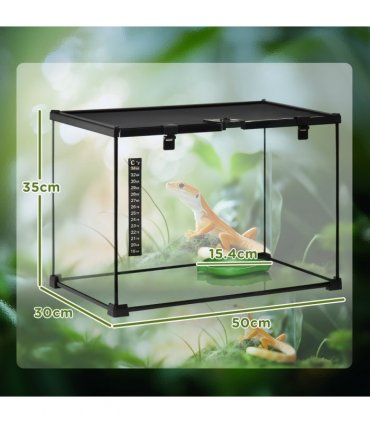 Wire Mesh Black Reptile Terrarium for Lizards, Horned Frogs, Snakes 50x30x35cm