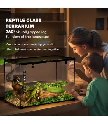 Wire Mesh Black Reptile Terrarium for Lizards, Horned Frogs, Snakes 50x30x35cm