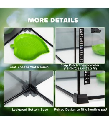 Wire Mesh Black Reptile Terrarium for Lizards, Horned Frogs, Snakes 50x30x35cm
