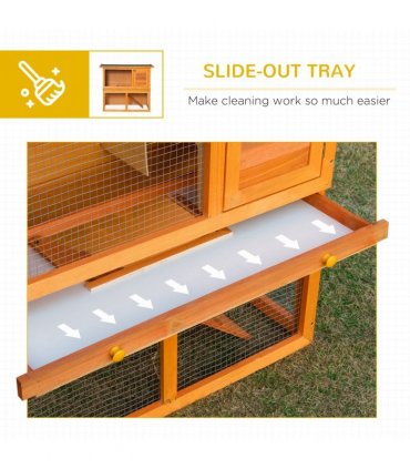 2-tier Rabbit Hutch Small Animal Wooden Vintage Yellow Green 90L x 45W x 80H cm