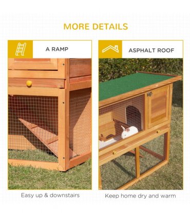 2-tier Rabbit Hutch Small Animal Wooden Vintage Yellow Green 90L x 45W x 80H cm