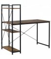 Computer Desk Rustic Brown 120cm x 64cm x 121cm 4-tier Bookshelf Storage