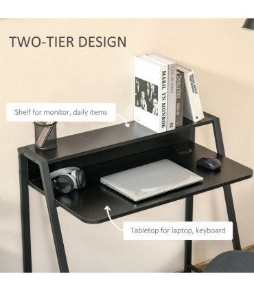 Computer Desk with Upper Storage Shelf, Stylish Indoor Decor 85cm