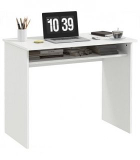 Study Desk White 90cmx50cmx74cm Particle Board Simple Style Sturdy Workstation