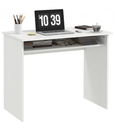 Study Desk White 90cmx50cmx74cm Particle Board Simple Style Sturdy Workstation