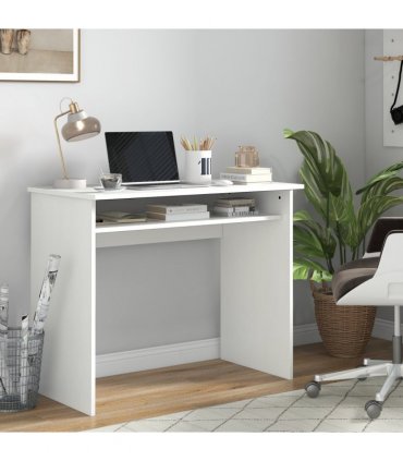 Study Desk White 90cmx50cmx74cm Particle Board Simple Style Sturdy Workstation