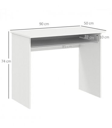 Study Desk White 90cmx50cmx74cm Particle Board Simple Style Sturdy Workstation