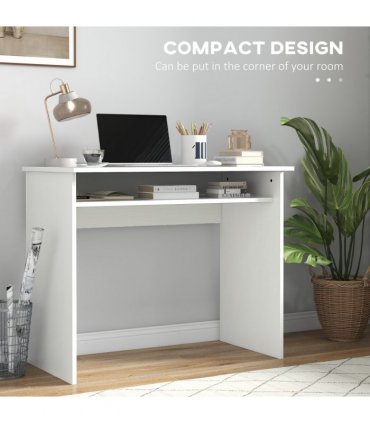 Study Desk White 90cmx50cmx74cm Particle Board Simple Style Sturdy Workstation