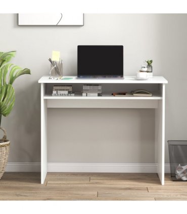 Study Desk White 90cmx50cmx74cm Particle Board Simple Style Sturdy Workstation