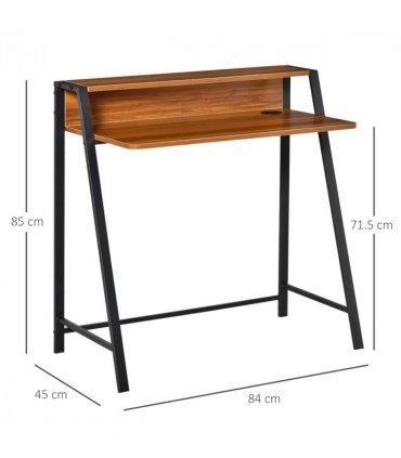 Computer Table, 84Lx45Wx85H cm-Walnut Colour, Two-tier design, Steel Frame