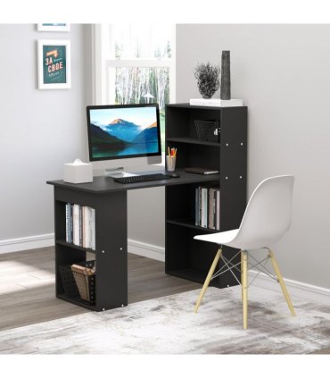Computer Desk, 120Lx55Dx120H cm - Black, Space saving design, Particle board