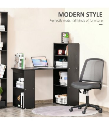 Computer Desk, 120Lx55Dx120H cm - Black, Space saving design, Particle board