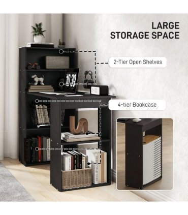 Computer Desk, 120Lx55Dx120H cm - Black, Space saving design, Particle board
