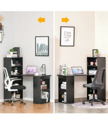 Computer Desk, 120Lx55Dx120H cm - Black, Space saving design, Particle board