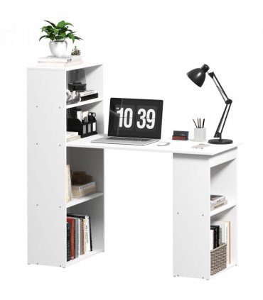 Computer Desk, White, 120L x 55D x 120H cm, Particle board, Space saving design