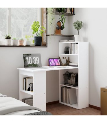 Computer Desk, White, 120L x 55D x 120H cm, Particle board, Space saving design
