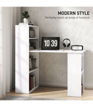Computer Desk, White, 120L x 55D x 120H cm, Particle board, Space saving design