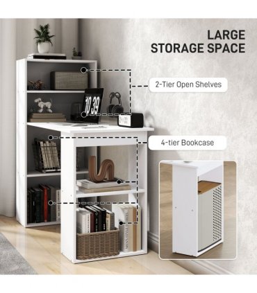 Computer Desk, White, 120L x 55D x 120H cm, Particle board, Space saving design