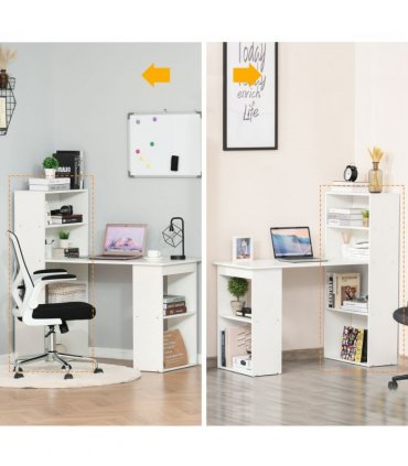 Computer Desk, White, 120L x 55D x 120H cm, Particle board, Space saving design