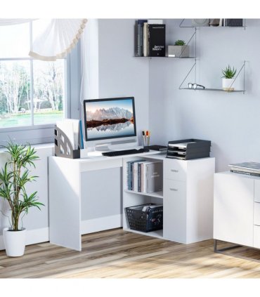 Computer Desk, L-Shaped, 360� Rotating-White