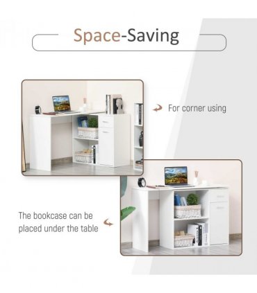 Computer Desk, L-Shaped, 360� Rotating-White