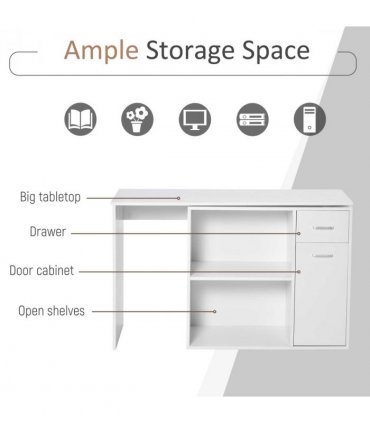 Computer Desk, L-Shaped, 360� Rotating-White