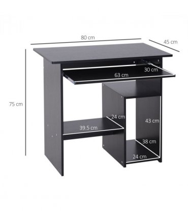 Computer Desk, 73.5H cm-Black, Particleboard, 80L x 45W x 73.5H cm