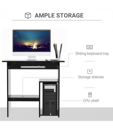 Computer Desk, 73.5H cm-Black, Particleboard, 80L x 45W x 73.5H cm